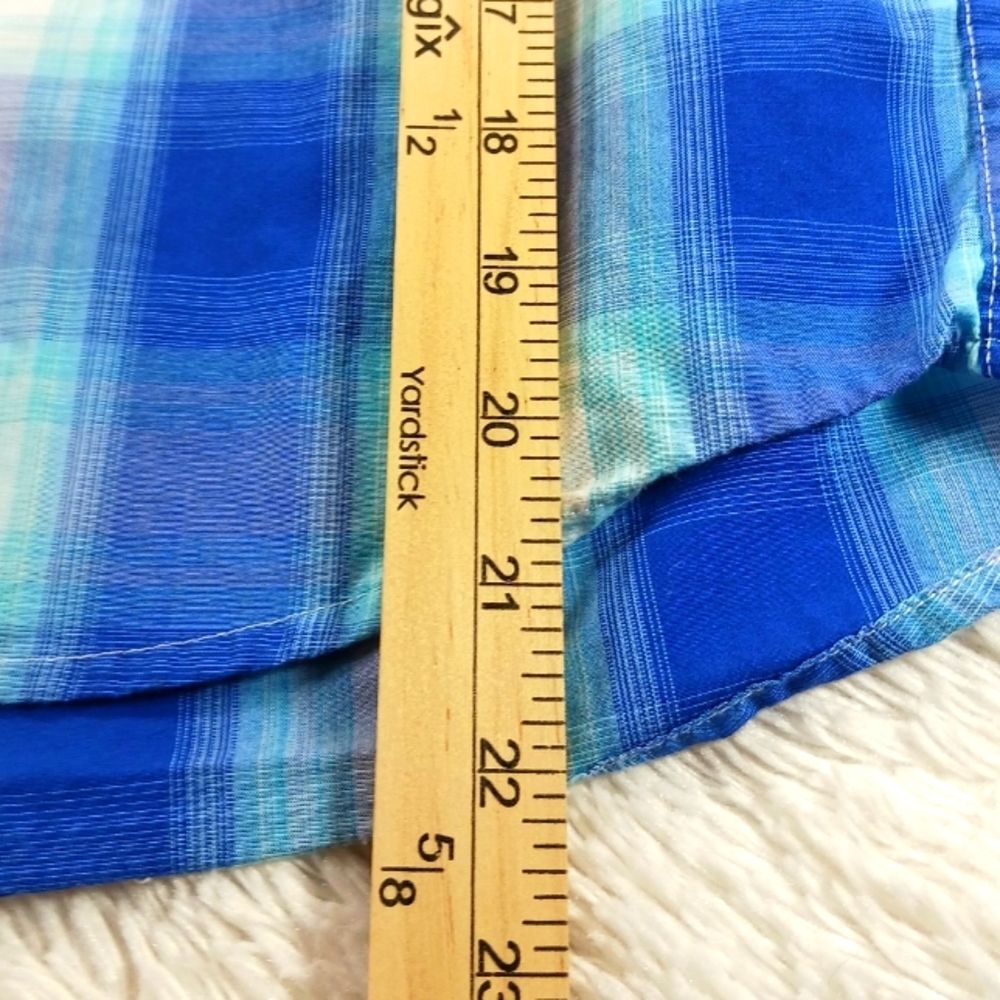 U.S. Polo Assn. Blue Plaid Button Down Shirt Front Pocket Logo Boys 8.......... - Picture 10 of 10